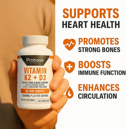 Probase Nutrition Vitamin K2 + D3 60 Capsules 30-Day Supply