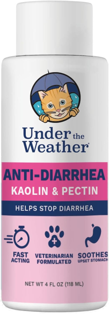 Under the Weather Cat Diarrhea Medicine with Pectin and Kaolin | Fast Acting Anti Diarrhea Liquid for Cats | Soothe Your Pet's Upset Stomach - 4 oz Bottle