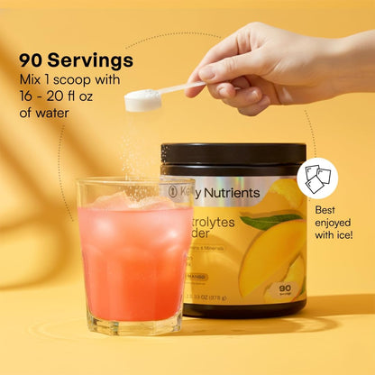KEY NUTRIENTS Electrolytes Powder Bundle, Tropical Peach Mango 90 Servings Jar + Sweet Cherry Pom 90 Servings Jar, Sugar Free Hydration Drink Mix with Vitamins & Minerals, No Calories
