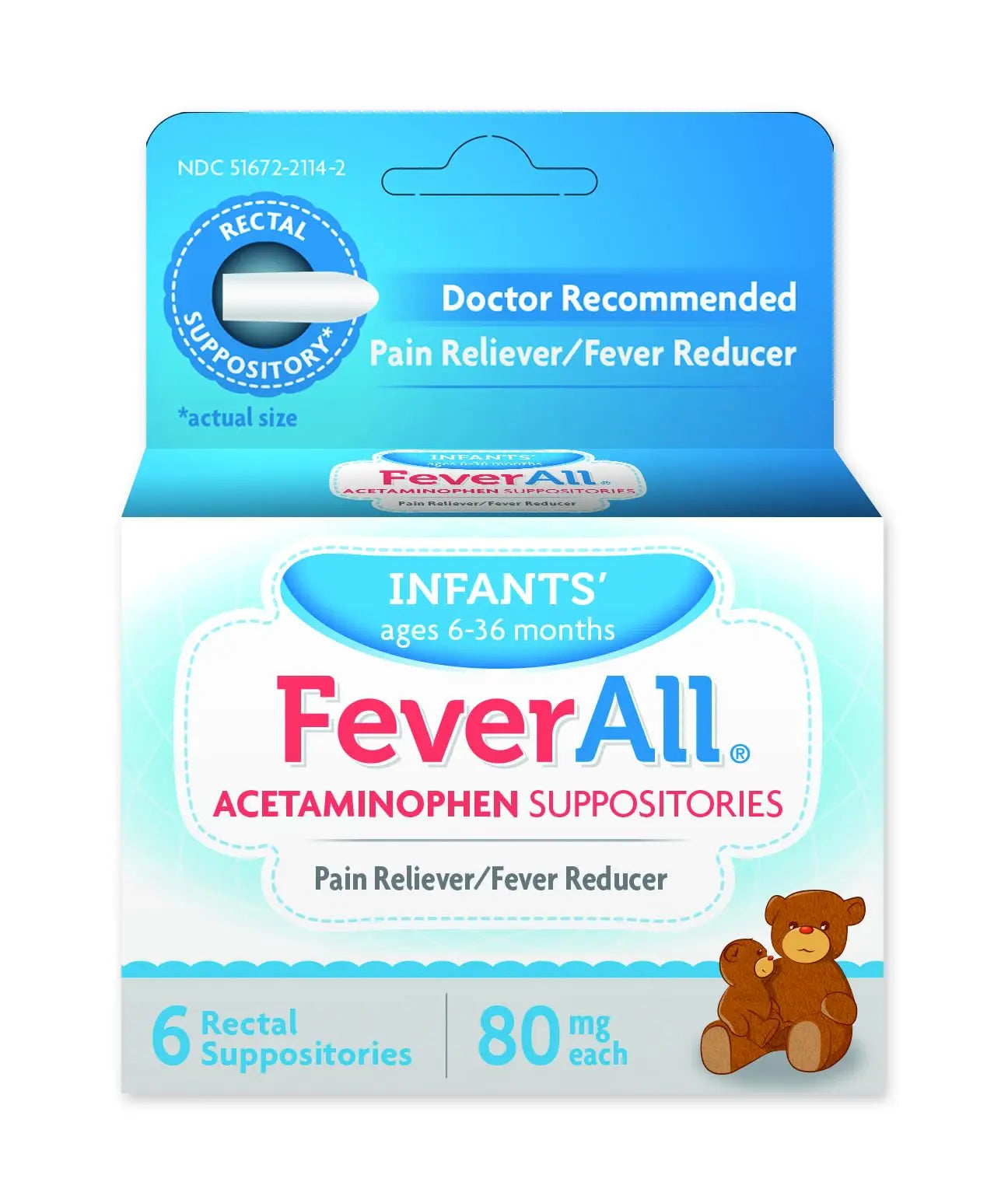 Feverall Infant Acetaminophen Suppositories 6 Rectal Suppositories 80mg Each Pain Reliever/Fever Reducer. Paraben Free, No Artificial Colors or Other preservatives. Ages 6-36 Months FeverallBuy Supplements Australia