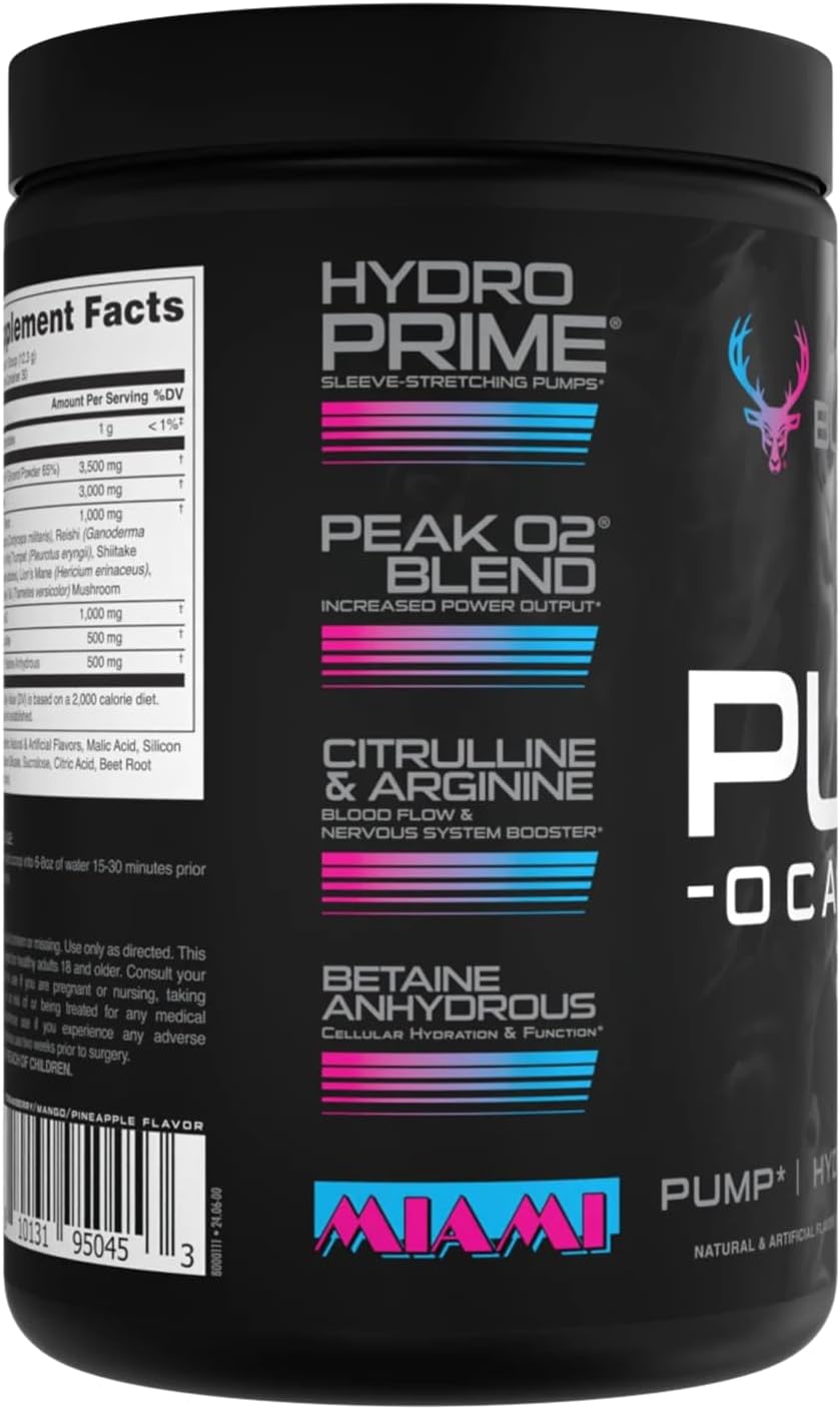 Pump-ocalypse Miami | Nitric Oxide and L Arginine Supplement with Citrulline Malate, GlycerPump | Ultimate N.O. Booster | Lean Muscle Support for Blood Flow, Vascularity, Hydration and Endurance