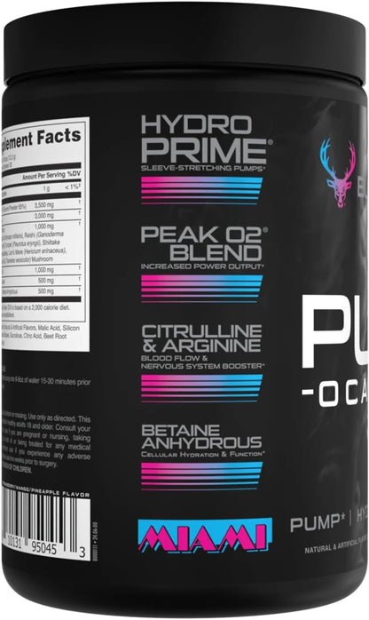 Pump-ocalypse Miami | Nitric Oxide and L Arginine Supplement with Citrulline Malate, GlycerPump | Ultimate N.O. Booster | Lean Muscle Support for Blood Flow, Vascularity, Hydration and Endurance