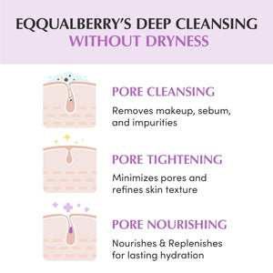 Suplement ​EQQUALBERRY Purple Rice Pore Smoothing Cleansing Oil – Deep Cleansing for Pores & Blackheads | Korean Oil Cleanser for Face & Makeup Remover - VelvetGlow USA