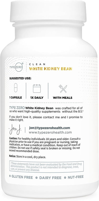 Type Zero Clean White Kidney Bean Extract 90 Capsules for 90 Servings Per Bottle - Non-GMO, Gluten Free