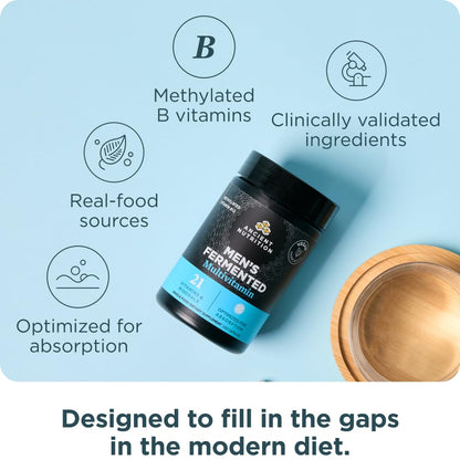 Ancient Nutrition Multivitamin for Men, Men's Fermented Multivitamin with Methylated Vitamin A, C, D, E, K, Zinc & Magnesium, Immune Support, Vegan, 60 Ct Ancient Nutrition buy supplements Au