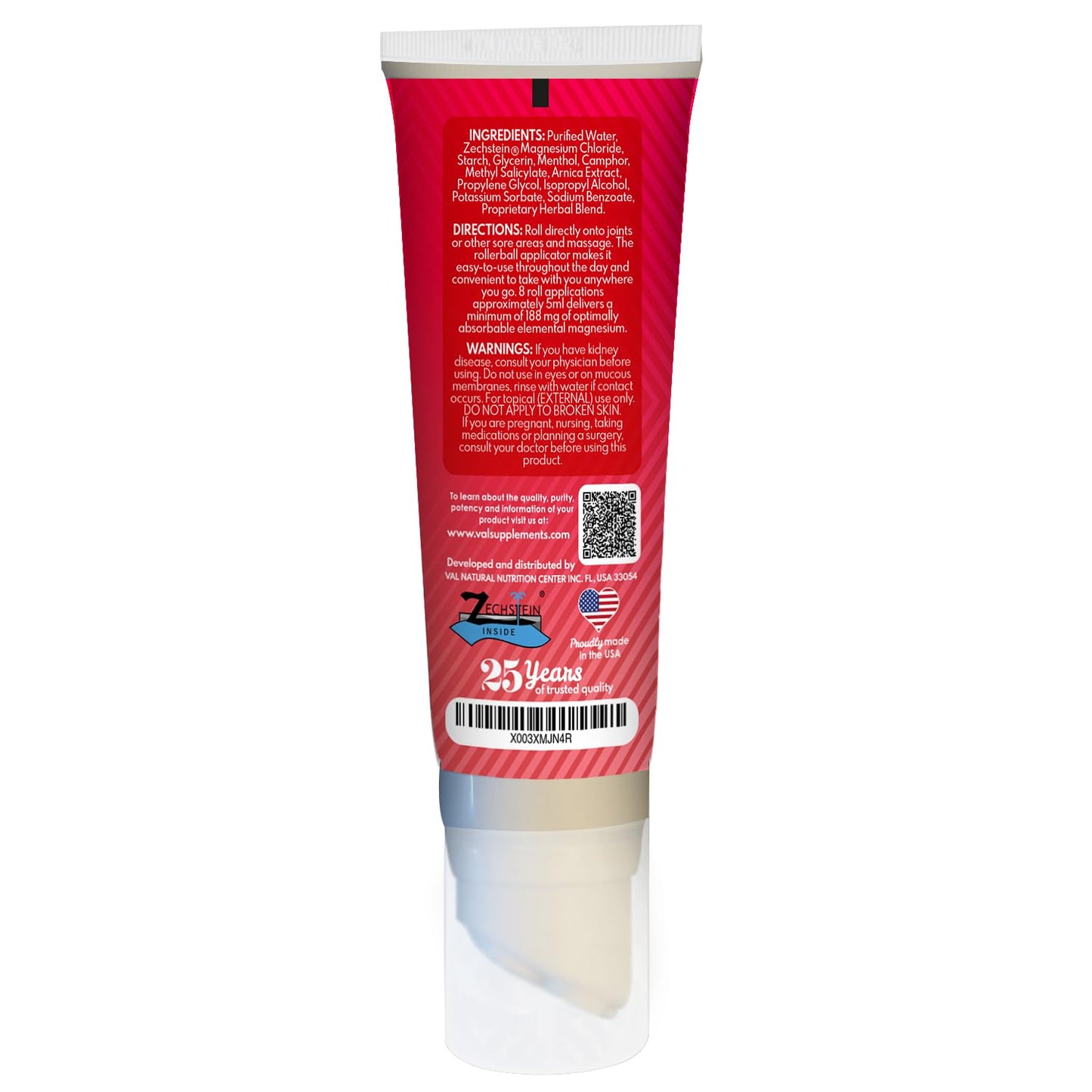 VAL Lombardi Relax Balance Magnesium Rollerball | Zechstein Magnesium + Herbal Extracts | Joint & Muscle Relief for Neck, Back, Legs | No Mess, Non-Greasy | 4oz VALBuy Supplements Australia