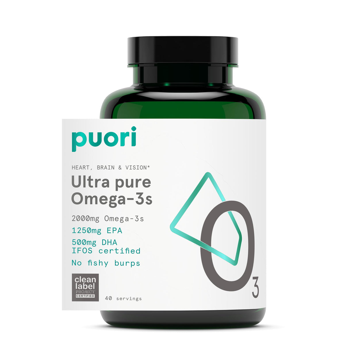 Suplement ​Puori Omega 3 Fish Oil Supplement - Ultra Pure & Burpless Wild Caught Fish Oil with 2000mg Omega 3 Fatty Acids,1250mg EPA & 500mg DHA Supports Heart, VelvetGlow USA