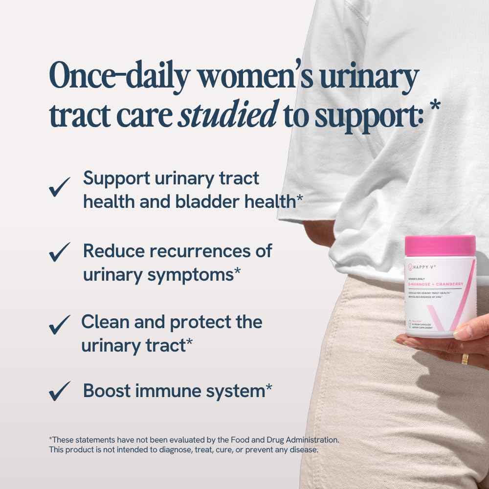 Happy v Dr. Formulated D-Mannose with Cranberry Pills for Women Cranberry for Urinary Tract infections & D Mannose Powder for UTI Infection Prevention, Bladder & Urinary Tract Health & Harmony
