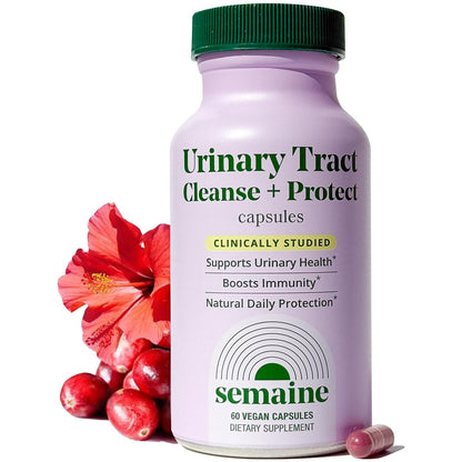 Semaine Urinary Tract Cleanse & Protect - Urinary Tract Health for Women, Cranberry Supplement for Women with Standardized Hibiscus, Daily Bladder Support Supplement, 30 Vegan Capsules