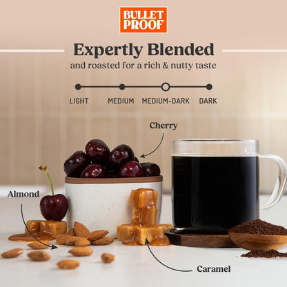 Bulletproof Original Medium Roast Whole Bean Coffee, 12 Ounces, Clean Coffee Tested for Toxins