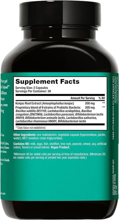 HUM Skin Squad Probiotic & Prebiotic, Skin & Gut Health Support, 60 Count