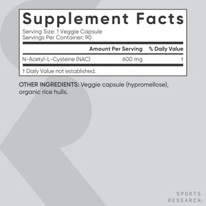 Sports Research Vegan NAC Supplement (N-Acetyl Cysteine) 600 mg - Supports Antioxidant Activity - NAC 600 mg - Non-GMO - 90 Capsules for Adults Daily Use Sports Research buy supplements Au