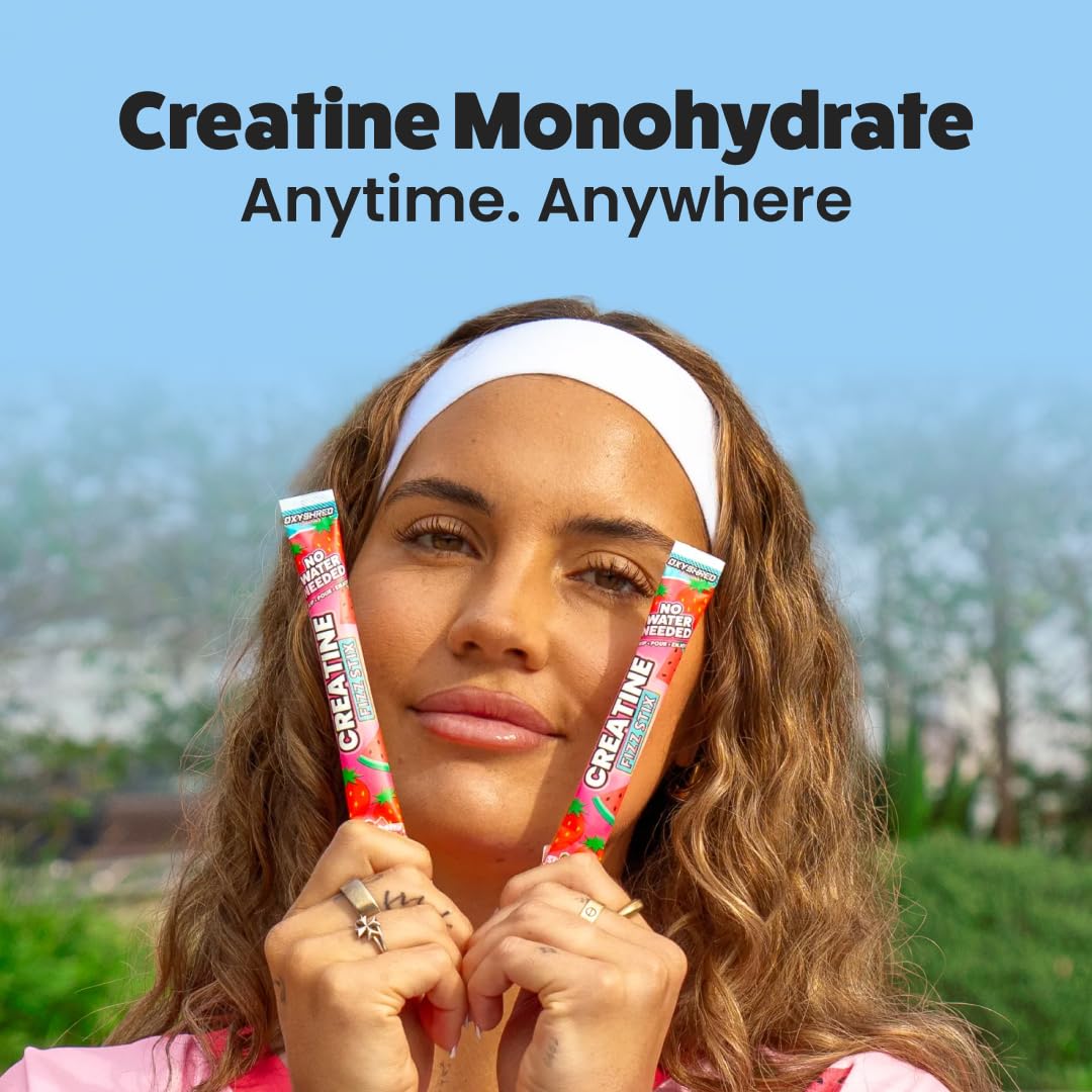 EHP Labs OxyShred Creatine Monohydrate Fizz Sticks, Cherry Slushie, 15 Pack | 5g Micronized Creatine Per Stick. No Water Needed, Zero Sugar, Vegan & Gluten Free. Single Serve On The Go.