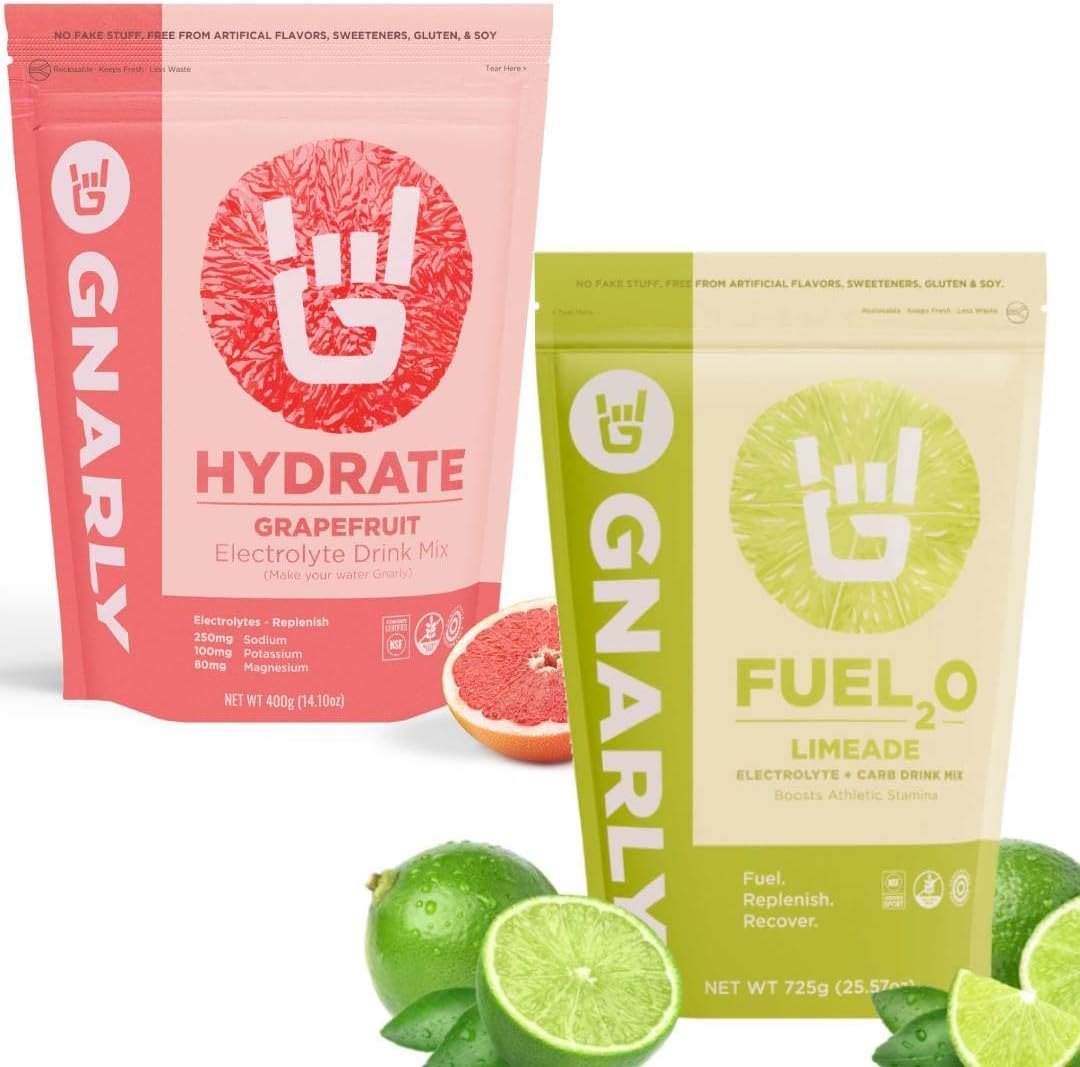 Gnarly Nutrition Hydrate Grapefruit (14.10oz) Fuel2O Limeade - (25 Serv) Bulk Bag (25.57oz)
