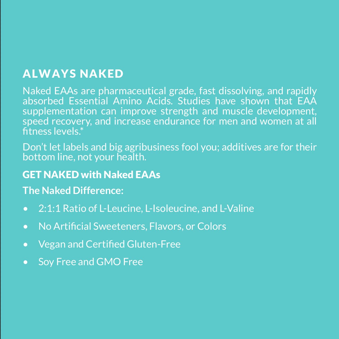 NAKED EAAs Amino Acids Powder - 50 Servings - Vegan Unflavored Essential Amino Acids 500 Grams - Instantized All Natural EAAs Powder Supplement