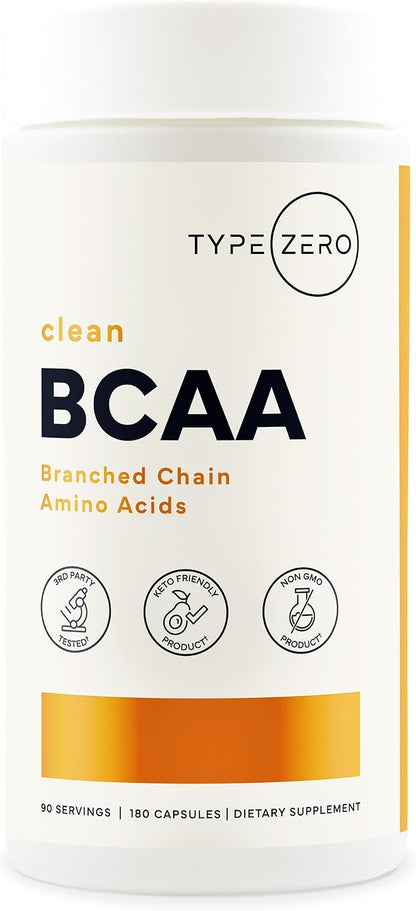 Type Zero BCAA (1000mg) 180 Capsules, 90 Servings | Branched Chain Amino Acids with 500mg of L-Leucine, 1000mg of L-Isoleucine and L-Valine
