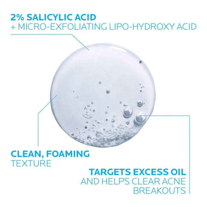 La Roche-Posay Effaclar Medicated Gel Cleanser,2% Salicylic Acid Cleanser + LHA + Glycerin,Foaming Acne Face Wash,Helps Clear & Prevent Acne Breakouts,