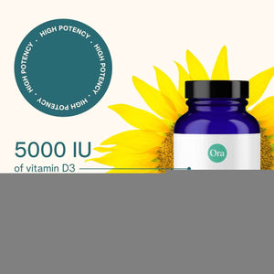 Ora Organic Vitamin D3 5000IU + K2 - Vegan Vitamin D from Lichen and K2 from Chickpeas for Bone Health, Immune Support, & Mood, Maximum Absorption - 1 Month Supply, 30 Chewable Tablets (Pack of 2)