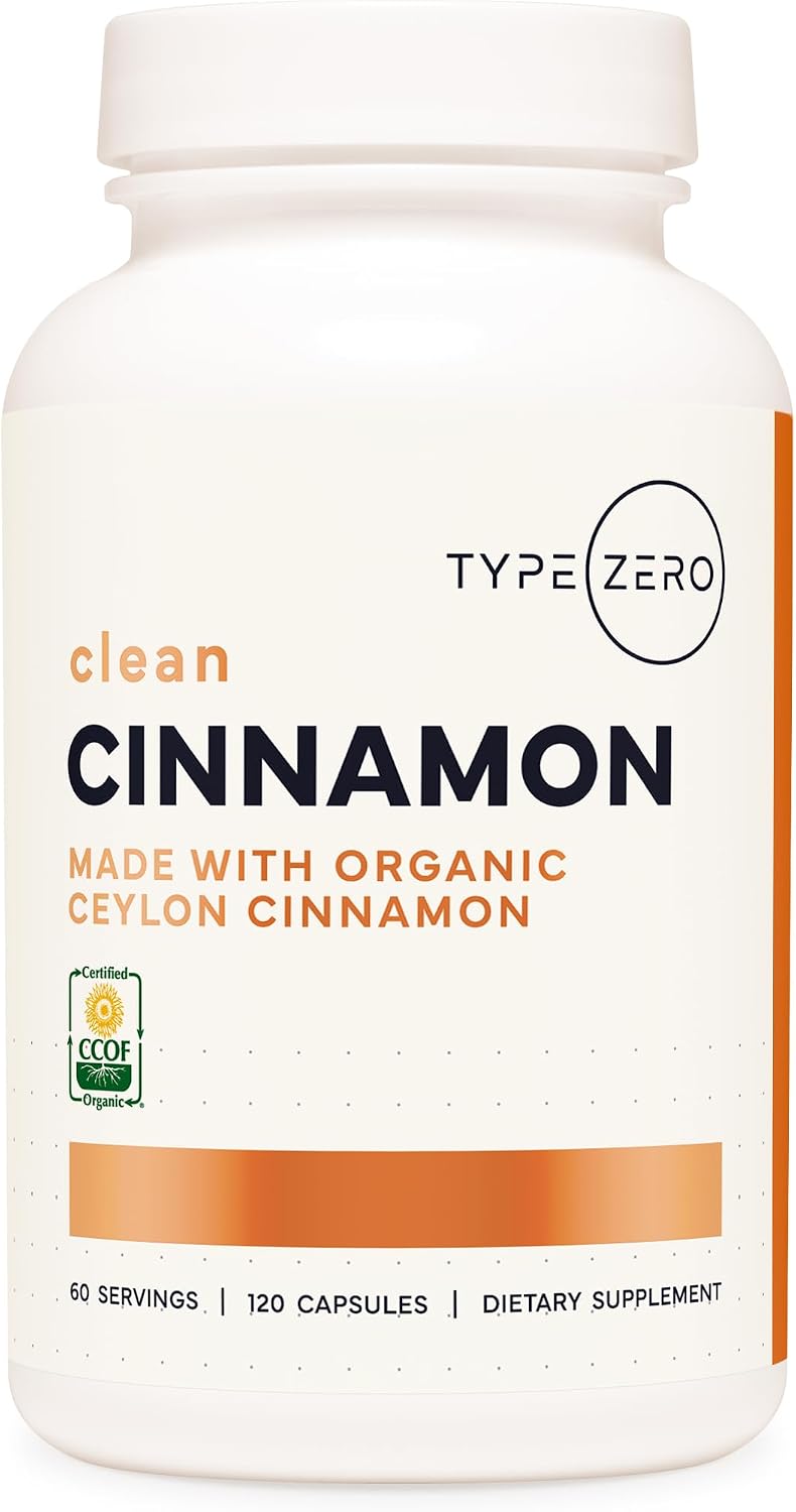 Type Zero Ceylon Cinnamon (1200mg) 120 Capsules, Gluten-Free, GMO-Free | Organic Cinnamon Bark Supplement, Natural