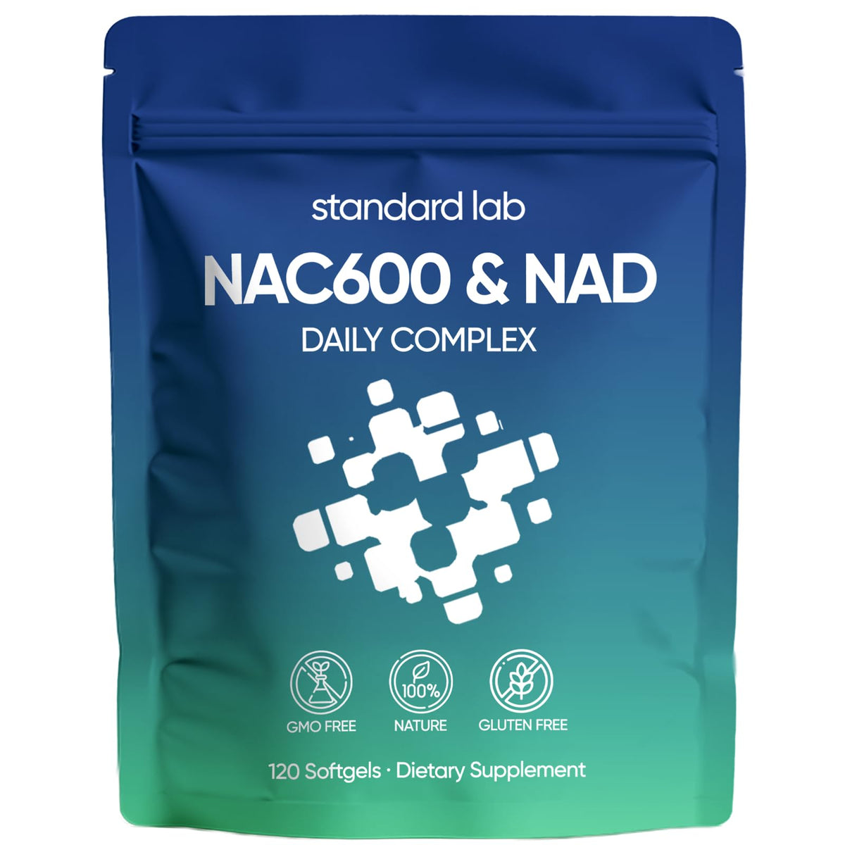 Suplement ​AMOQUCT Standard Lab NAC 600mg & NAD+ Daily Complex Capsules, NAC Supplement with NAD for Antioxidant, Cellular Energy and Immune Support, Daily Wellness Formula - VelvetGlow USA