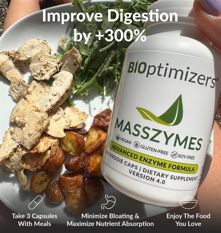 BiOptimizers Magnesium Breakthrough 4.0, (60 Capsules) & MassZymes 4.0, (250 Capsules) - Natural Sleep, Brain, and Digestive Health Support Supplement Bundle