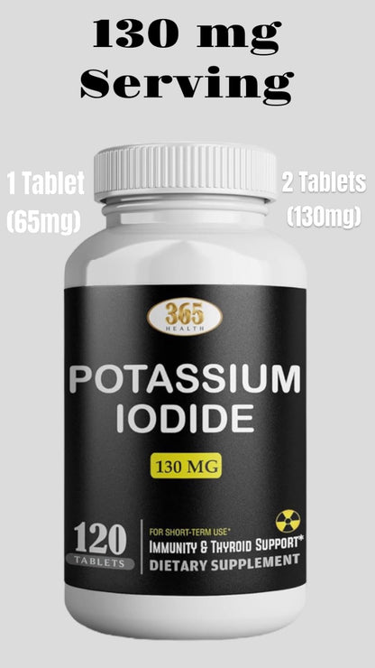 Potassium Iodide130 mg - KI Tablets- Potassium130 mg - USA Made Potassium Iodine Pills YODO Naciente
