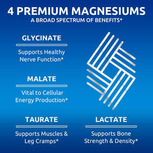 Zentastic Magnesium Complex 4-in-1 Supplement – Magnesium Glycinate, Malate, Taurate & Lactate – Chelated High Absorption for Nerves, Muscles, Bones & Immune Support – 120 Capsules Zentastic buy supplements Au