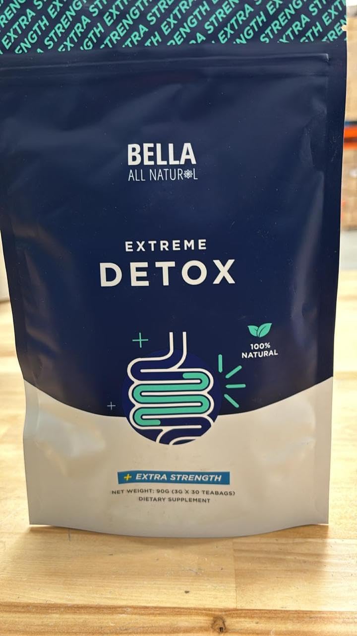 Bella All Natural Extreme Detox Tea - 30 Tea Bags for Daily Use with Natural Herbs, 3.17 Ounce