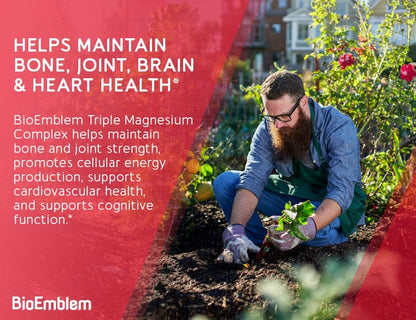 BioEmblem Triple Magnesium Complex & Digestive Enzymes for Muscles, Nerves, & Energ & Nutrient Absorption & Digestive Support