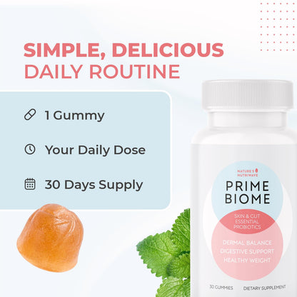 Nature’s NutriWave PrimeBiome Probiotic Gummies – Plant-Based Blend with Inulin, Lion’s Mane, Ginger & More– Non-GMO, No Stimulants, GMP Certified – 30 Gummies, 1 Month Supply Nature’s NutriWave buy supplements Au