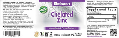 Bluebonnet Nutrition Albion Chelated Zinc, For Immune Health & Enzyme Function*, Soy-Free, Gluten-Free, Non-GMO, Kosher Certified, Dairy-Free, Vegan, 90 Vegetable Capsules, 90 Servings