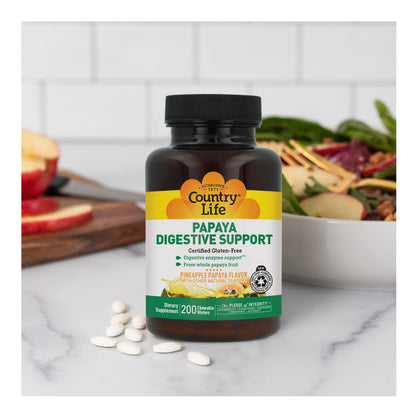 Country Life Papaya Digestive Support with Papain & Protease, 500 Wafers