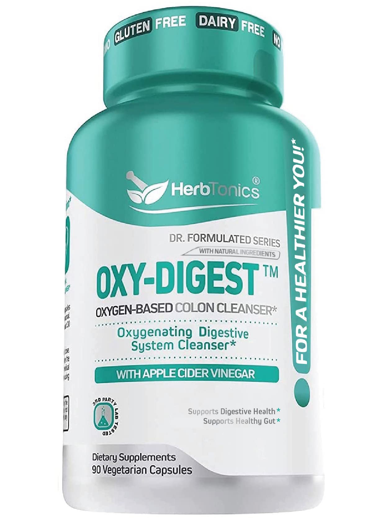 Herbtonics Oxygen Based Colon Cleanse and Detox Digestive System Formula | with Apple Cider Vinegar | Colon Cleanser Pills for Adults