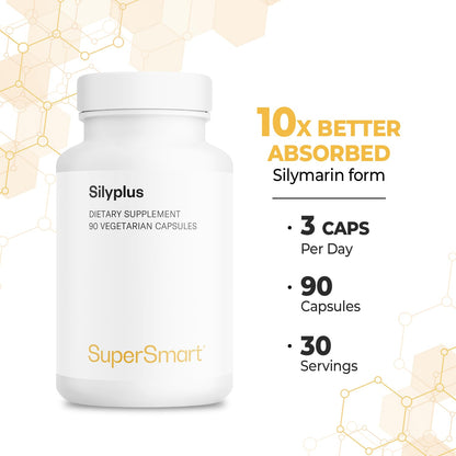 Supersmart - Silyplus 360mg per Day (Patented) - with Silymarin Milk Thistle Supplement - Siliphos Phytosomes | Non-GMO & Gluten Free - 90 Vegetarian Capsules