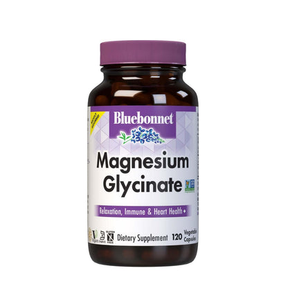 Bluebonnet Nutrition Magnesium Glycinate 400mg Maximum Absorption Mineral Complex Supports Energy Production & Enzyme Function - Non-GMO