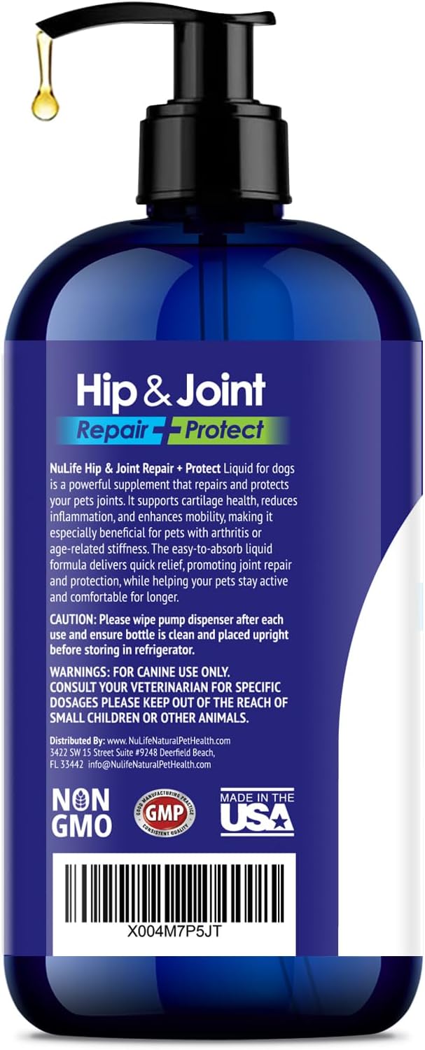 Liquid Glucosamine for Dogs - Advanced Joint Supplement for Dogs Ages with Chondroitin, MSM & Hyaluronic Acid - Repairs & Protects Joints, Supports Mobility & Pain Relief - 16oz