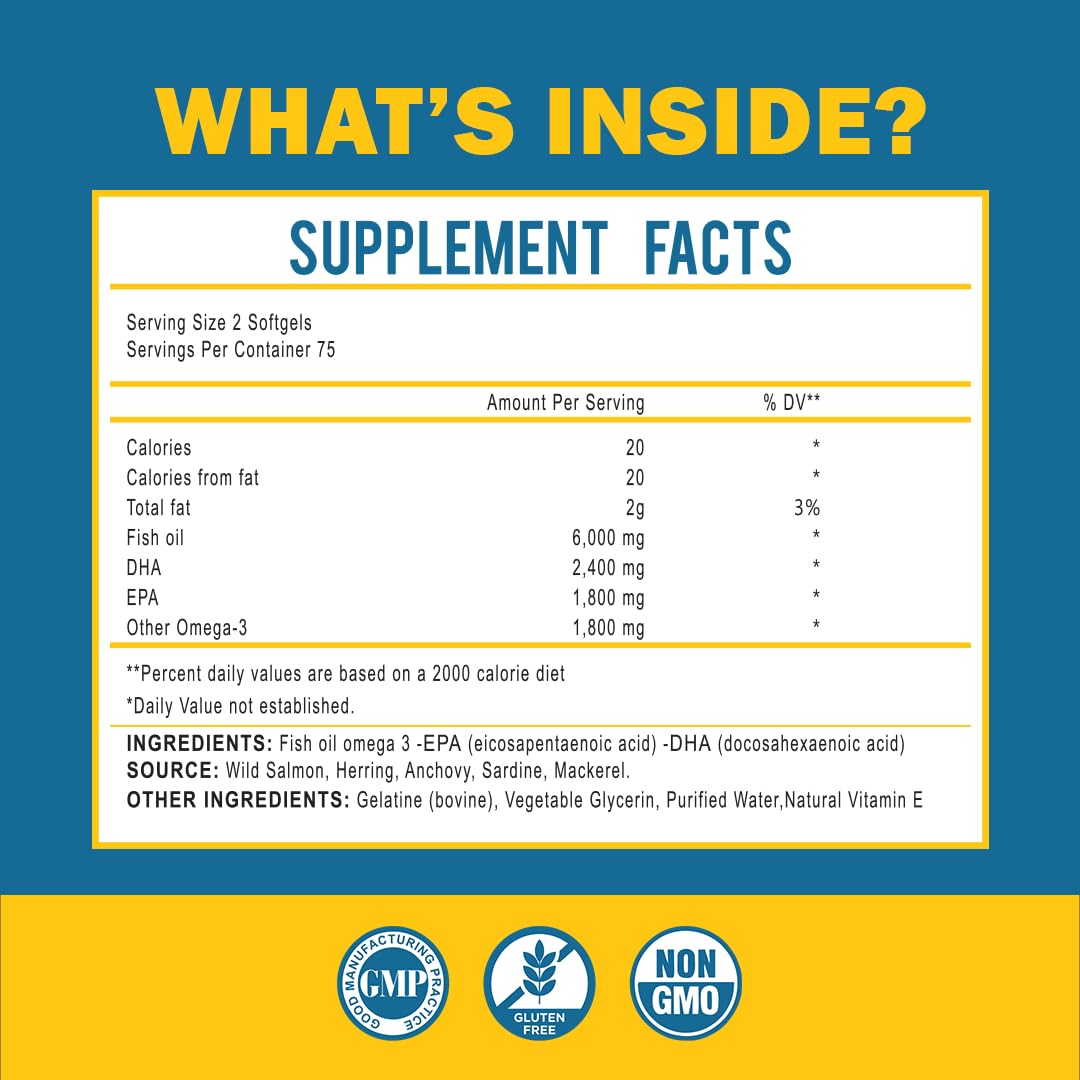 Omega 3 Fish Oil with Maximum EPA DHA - Supports Brain, Liver, Heart & Immunity - Made in The USA - 150 Softgels MOM NUTRIXBuy Supplements Australia
