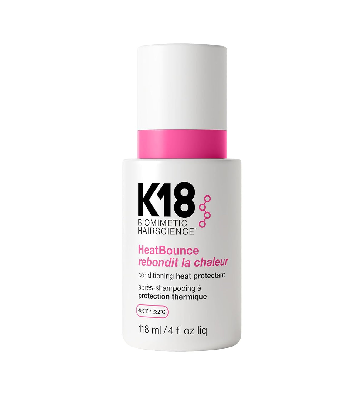 K18 HeatBounce Conditioning Heat Protectant Spray, Lightweight Leave-In Conditioner + 450℉ (232°C) Inside-Out Heat Protection, Soften, Smooth + Detangle All Hair Types