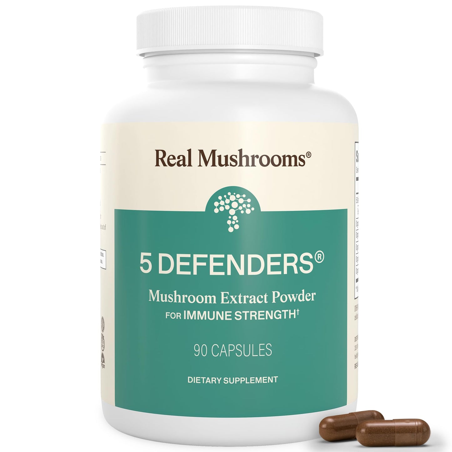 Real Mushrooms 5 Defenders - Adaptogenic Mushrooms Complex with Chaga, Reishi, Turkey Tail, Maitake & Shiitake for Wellness Support