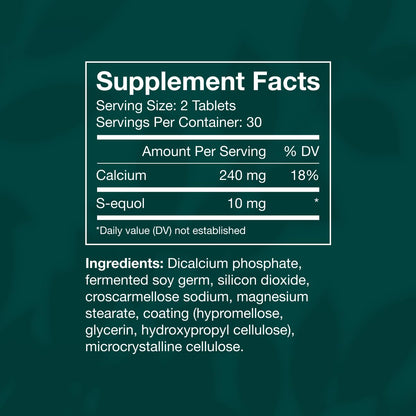 EQUELLE Multi-Symptom Perimenopause & Menopause Relief Relief from Hot Flashes, Muscle Aches & Supports More Sleep. Hormone-Free, Plant-Based S-Equol – 1 Month Supply (60 Tablets)