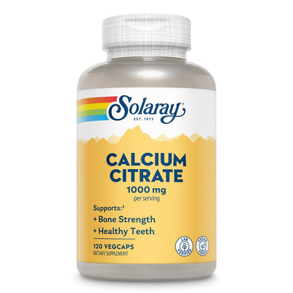 Solaray Calcium Citrate 1000mg - Chelated Calcium Supplement - Supports Bone Strength and Healthy Teeth - Easy to Digest - Vegan - 68 Servings, 275 VegCaps