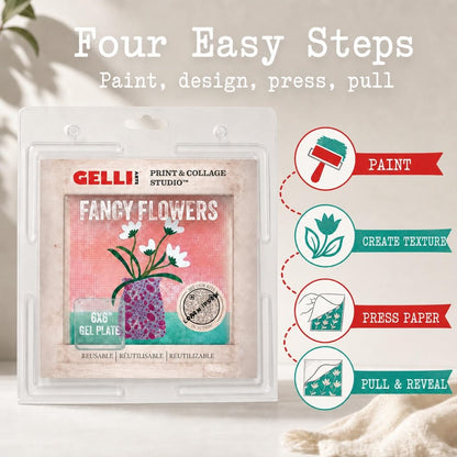 Gelli Arts Gel Printing Plate – Reusable Gel Printing Plate, Printmaking Supplies, Monoprinting at Home, Arts and Crafts – Easy Cleaning & Storage – Made in the USA – 6" x 6" – Blush Bloom