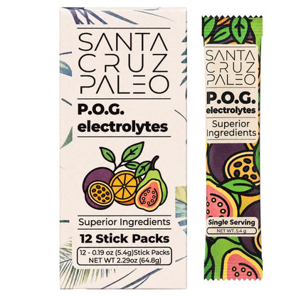 Santa Cruz Paleo Electrolyte Powder Sticks, Acai, Magnesium, Potassium, 12 Servings
