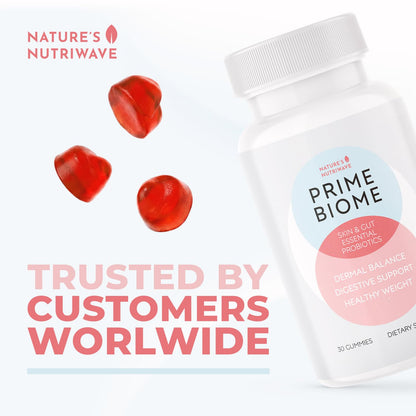 Nature’s NutriWave PrimeBiome Probiotic Gummies – Plant-Based Blend with Inulin, Lion’s Mane, Ginger & More– Non-GMO, No Stimulants, GMP Certified – 30 Gummies, 1 Month Supply Nature’s NutriWave buy supplements Au