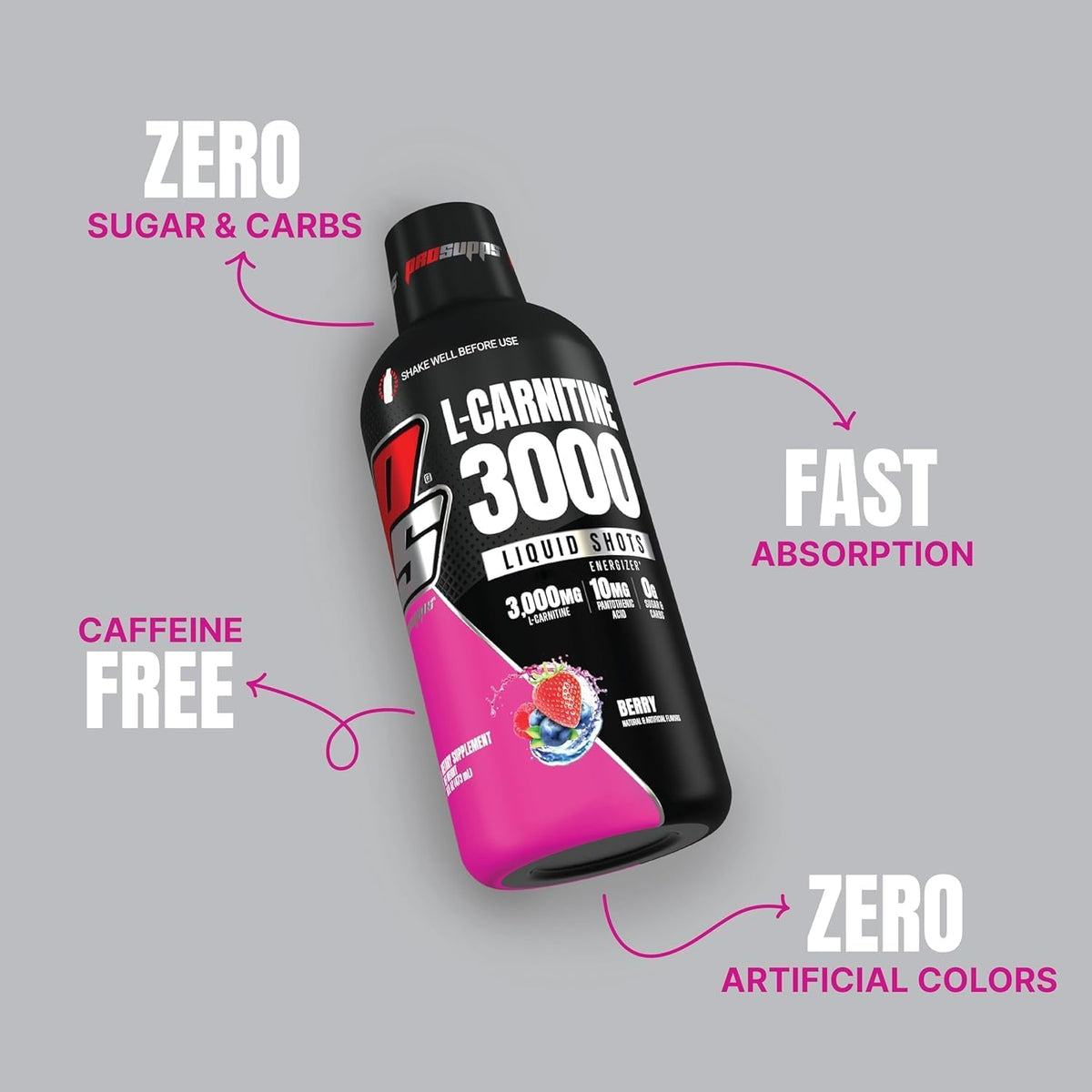 PROSUPPS L-Carnitine 3000 Stimulant Free Liquid Shots (Berry) Amino23 Liquid Collagen Shots (Citrus Punch) Bundle