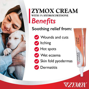 Zymox Veterinarian Strength Topical Cream with 1% Hydrocortisone for Dogs and Cats, 1oz Zymox buy supplements Au