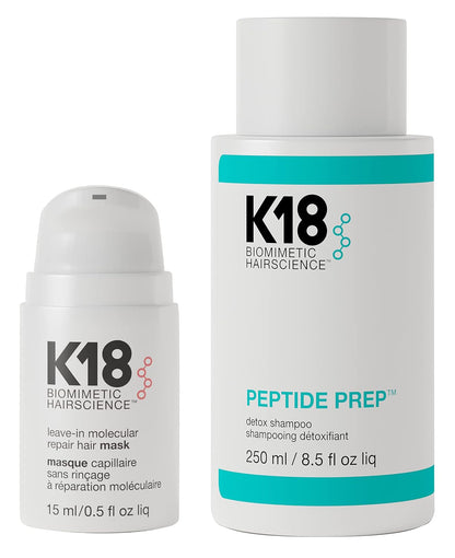 K18 Hair Repair Kit - Hair Mask (15ml) and Detox Shampoo (8.5 oz)