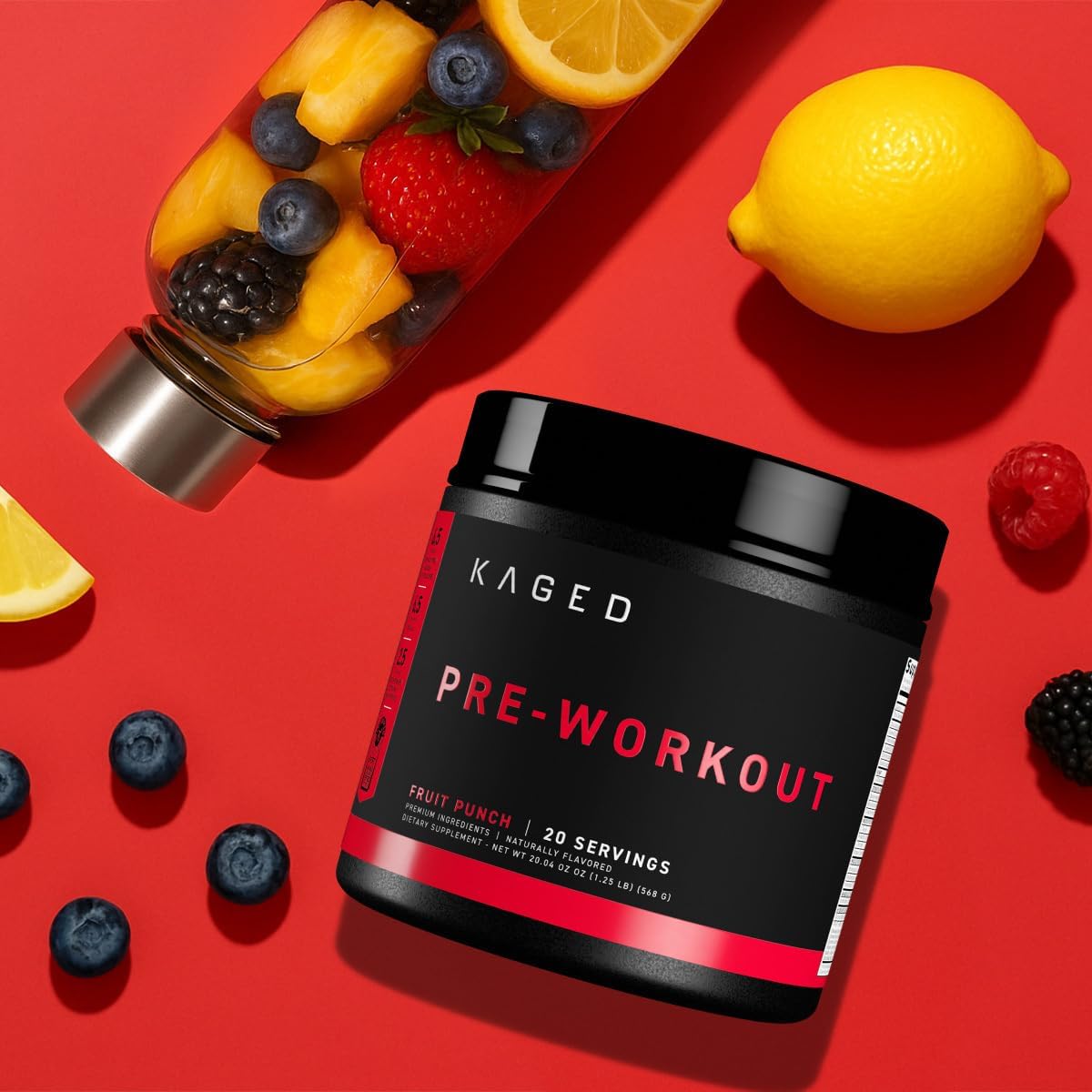 Kaged Original Pre Workout Powder | Fruit Punch | Pre-Workout with Creatine, Beta Alanine, L-Citrulline, BCAAs | 274 mg Caffeine | Pre Supplements for Men & Women | 20 Servings