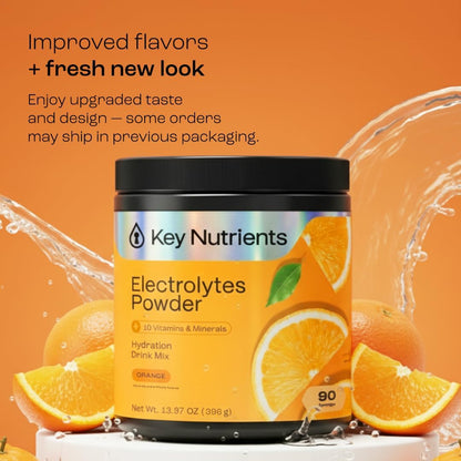 KEY NUTRIENTS Electrolytes Powder Bundle, Refreshing Lemonade 90 Servings Jar + Orange 90 Servings Jar, Sugar Free Hydration Drink Mix with Vitamins & Minerals, No Calories