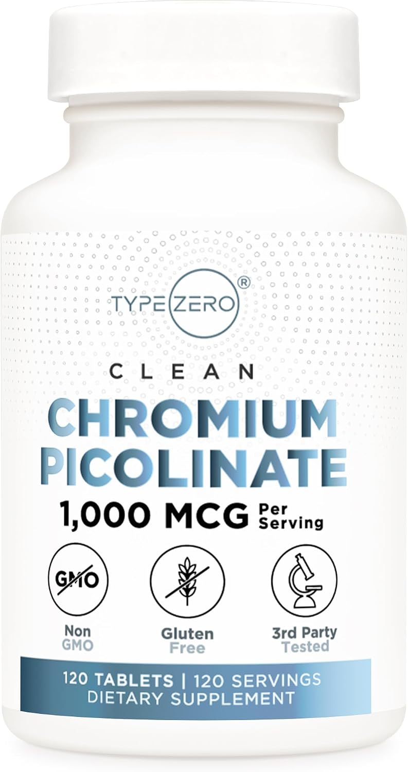 Type Zero Clean Chromium Picolinate (1000mcg) 120 Tablets, Gluten-Free | GMO-Free